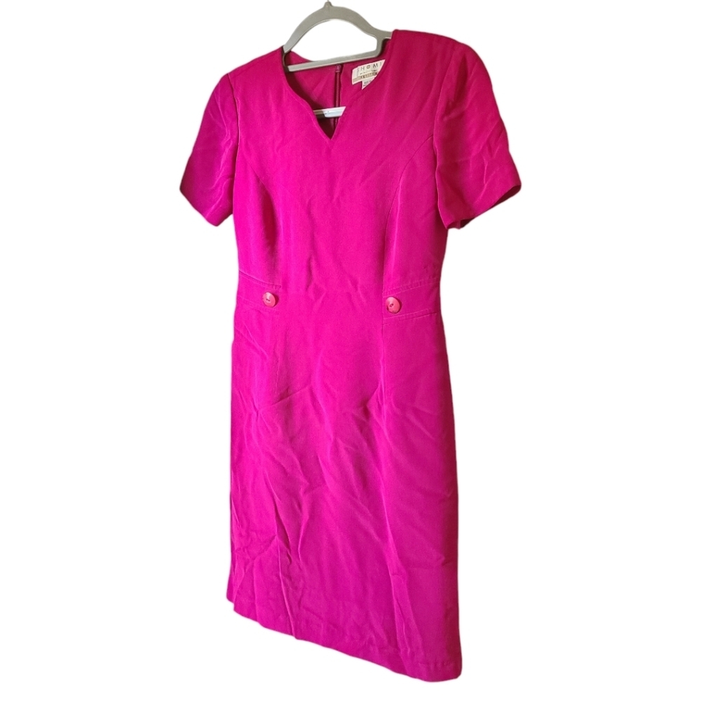 100% SILK SHOMI fuchsia pink mini dress size 2 euc vintage - Picture 13 of 13